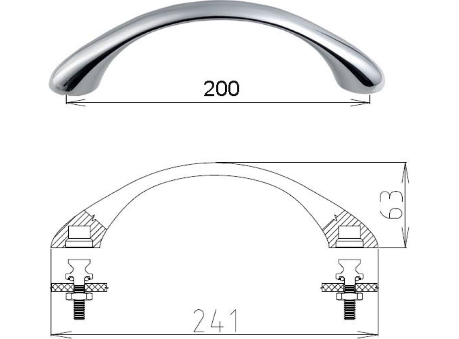 Polysan SYMMETRIC madlo do vane 240mm, chróm 250420