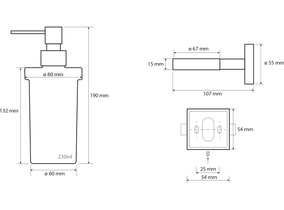 Sapho X-SQUARE dávkovač mydla 230ml, mliečne sklo, chróm XQ100