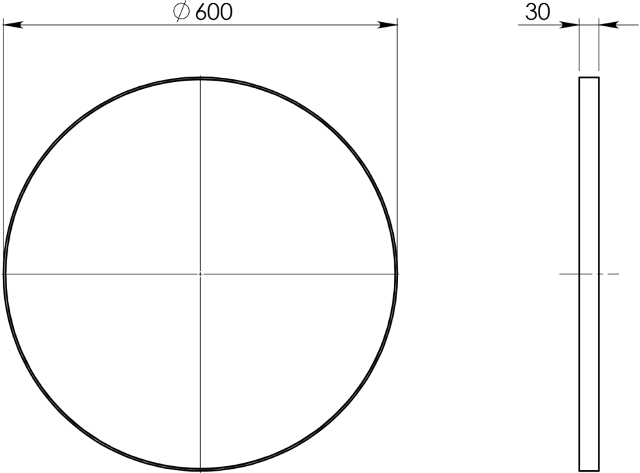 Gedy Zrkadlo okrúhle v plastovom ráme ø 60cm, čierna mat 6000