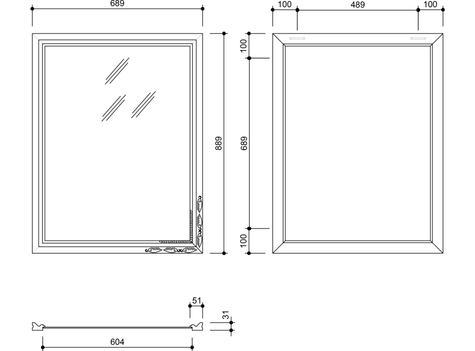 Sapho BOHEMIA zrkadlo v drevenom ráme 686x886mm, zlatá NL483