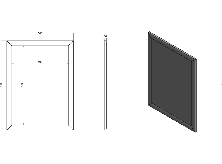 Sapho ESTA zrkadlo v drevenom ráme 580x780mm, strieborná s prúžkom NL395