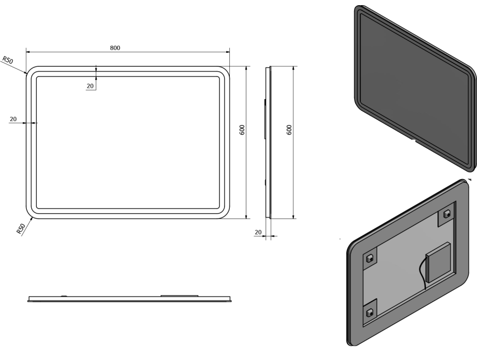 Sapho NYX zrkadlo s LED osvetlením 600x800mm NY060