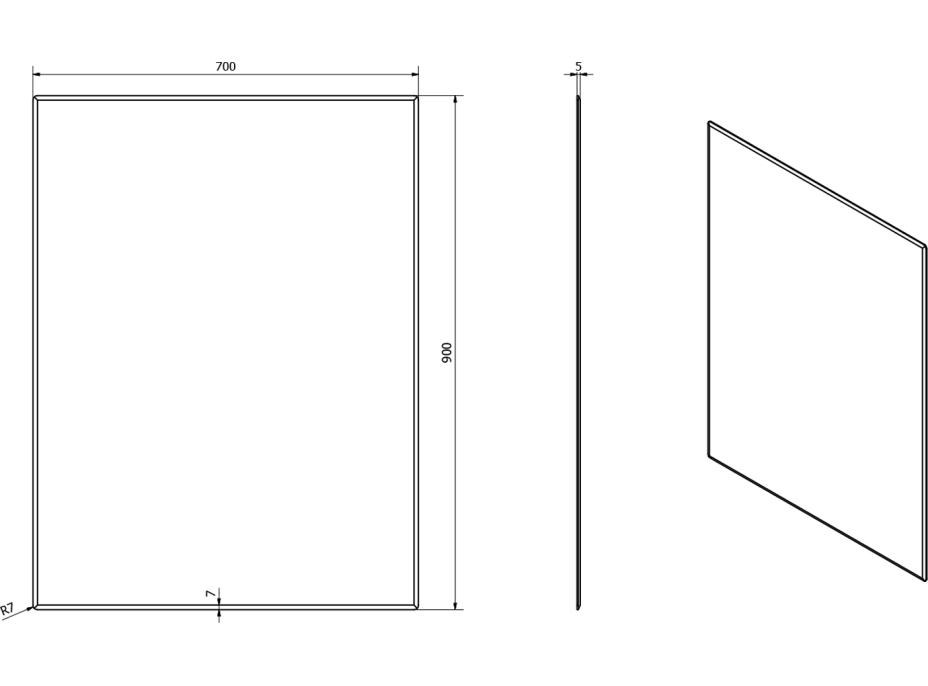 Sapho ACCORD zrkadlo s fazetou 700x900mm, bez úchytu MF444