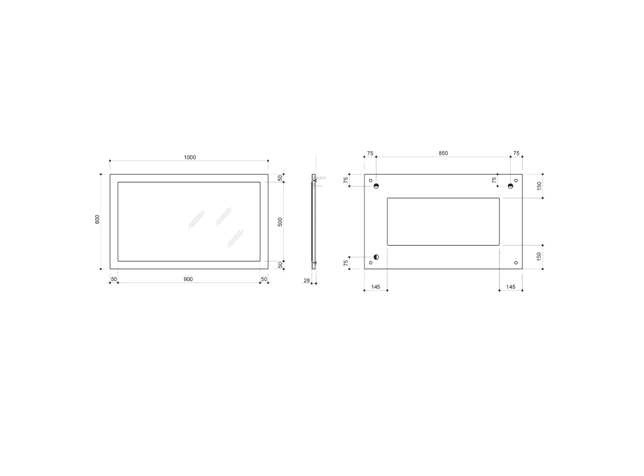 Sapho NIROX zrkadlo v ráme 1000x600mm, dub strieborný NX106-1111