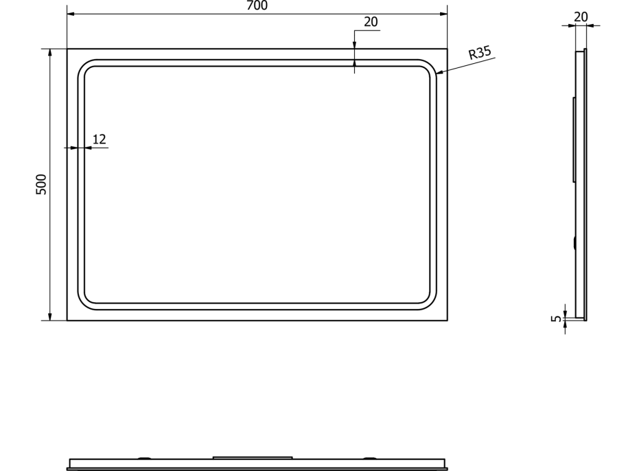 Sapho GEMINI zrkadlo s LED osvetlením 500x700mm GM050