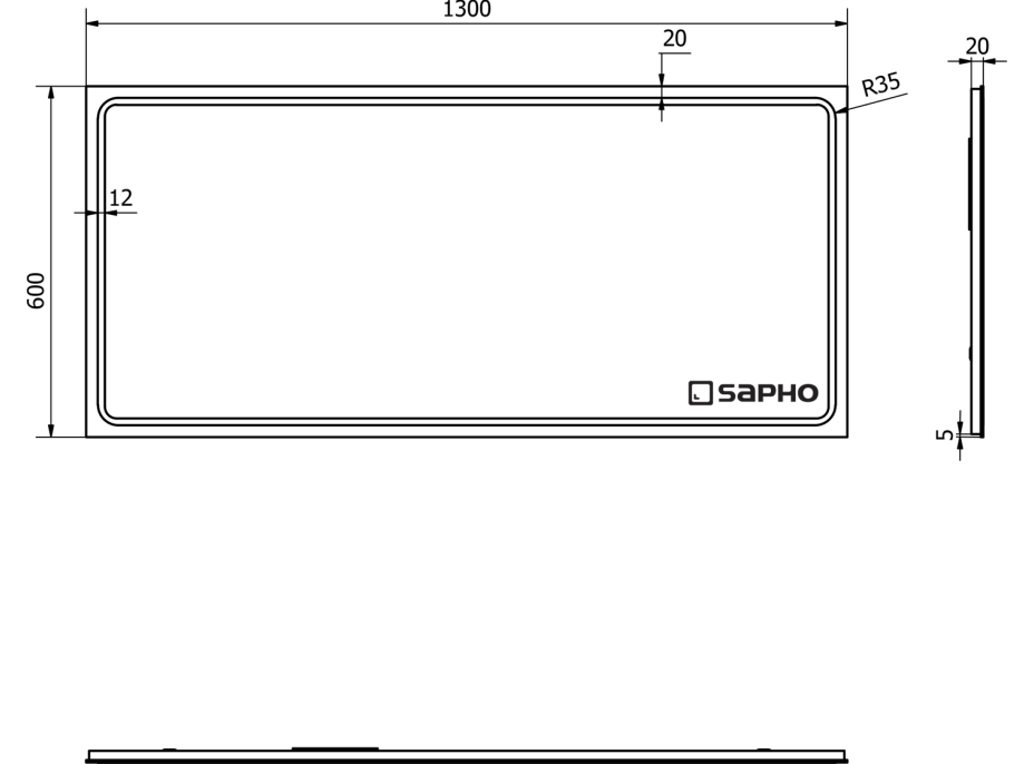 Sapho GEMINI zrkadlo s LED osvetlením 1300x600mm GM130