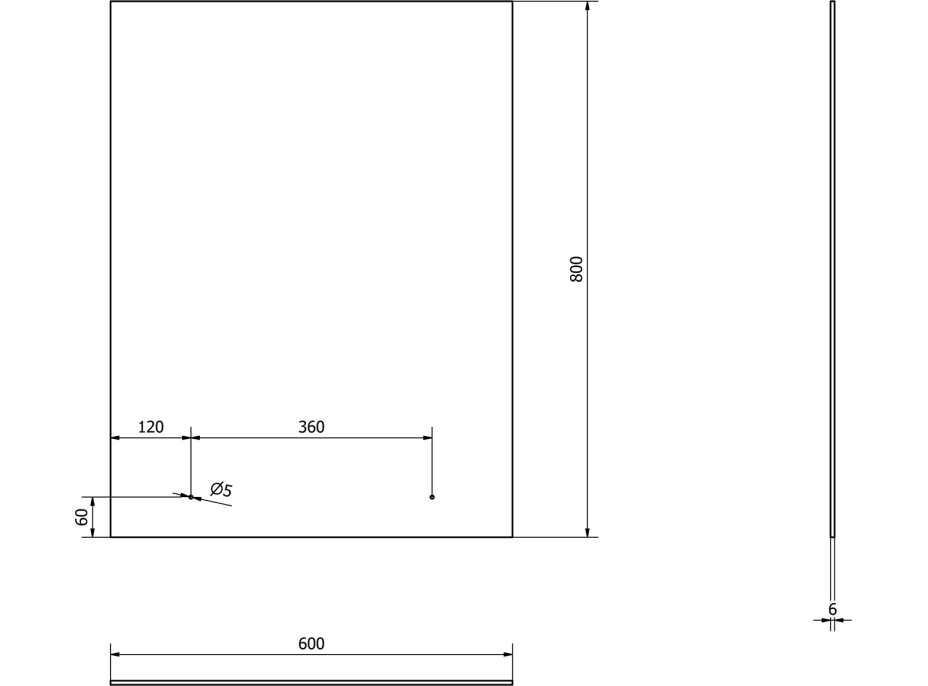 Aqualine Zrkadlo s otvormi pre policu 60x80cm, vrátane závesov 22430