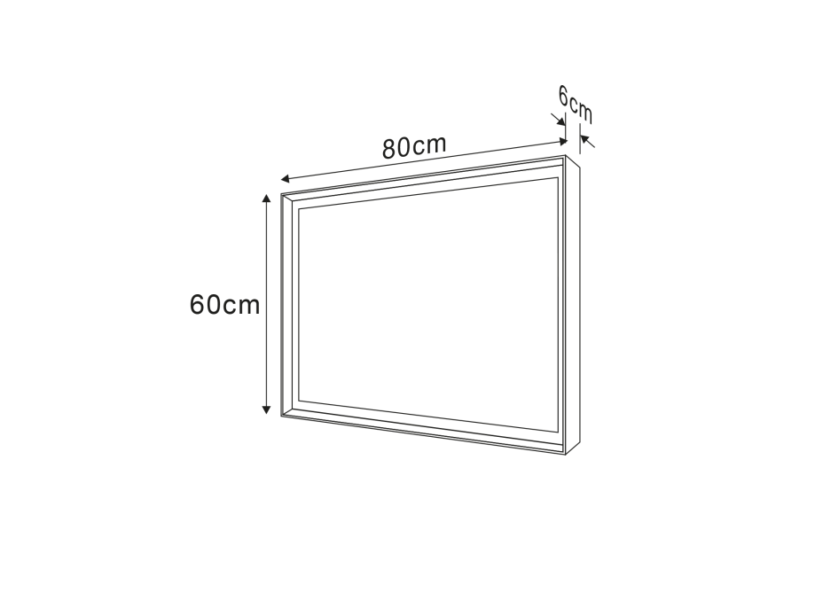 Sapho SORT zrkadlo s LED osvetlením 60x80cm, čierna mat ST080