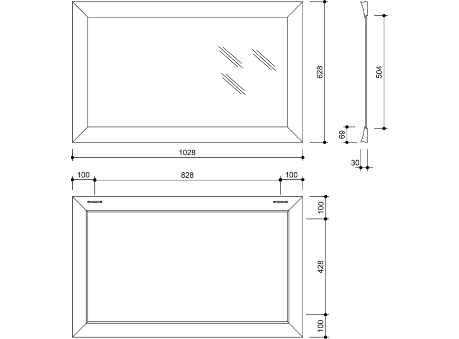 Sapho CORONA zrkadlo v drevenom ráme 628x1028mm, champagne NL721