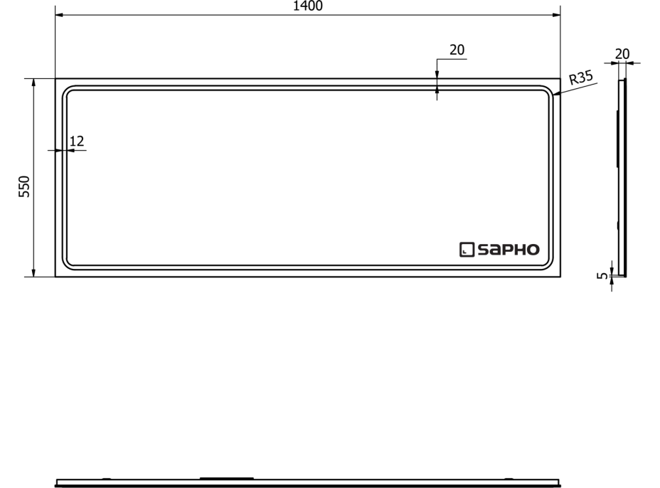 Sapho GEMINI zrkadlo s LED osvetlením 1400x550mm GM140