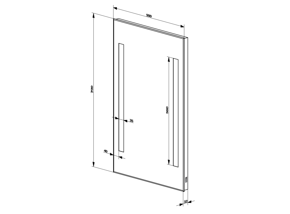 Aqualine Zrkadlo s LED osvetlením 50x70cm, kolískový vypínač ATH5