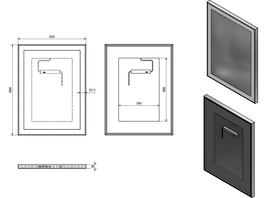 Sapho LUMINAR zrkadlo s LED osvetlením v ráme 600x800mm, chróm NL557