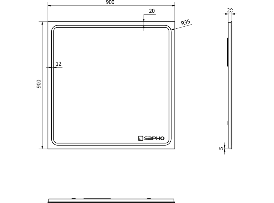 Sapho GEMINI zrkadlo s LED osvetlením 900x900mm GM092