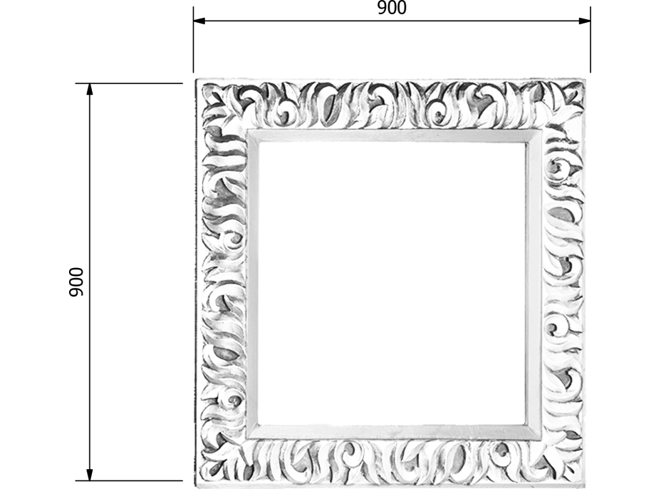 Sapho ZEEGRAS zrkadlo vo vyrezávanom ráme 90x90cm, biela IN395
