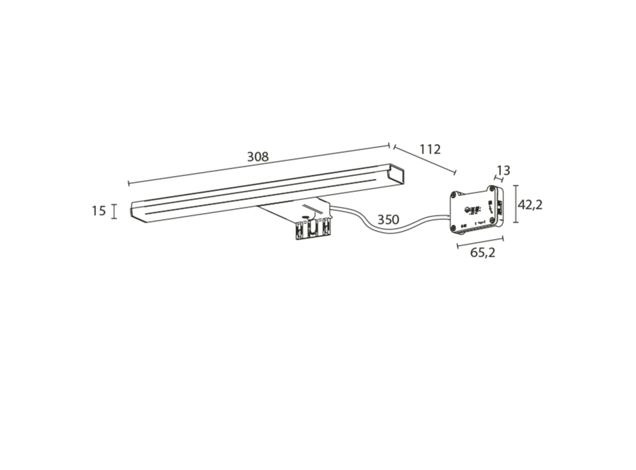 Sapho FELINA LED svietidlo, 8W, 308x15x112mm, chróm FE030