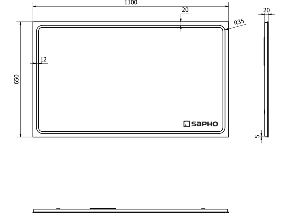 Sapho GEMINI zrkadlo s LED osvetlením 1100x650mm GM110