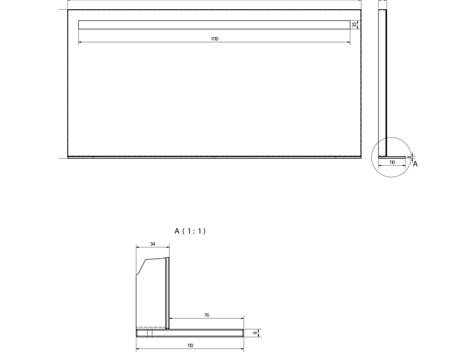 Sapho BRETO zrkadlo s LED osvetlením a policou 1200x608mm BT120