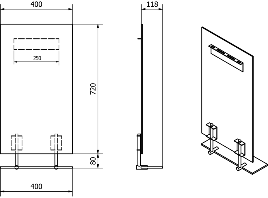 Sapho WEGA zrkadlo s policou 400x800mm 60092-4