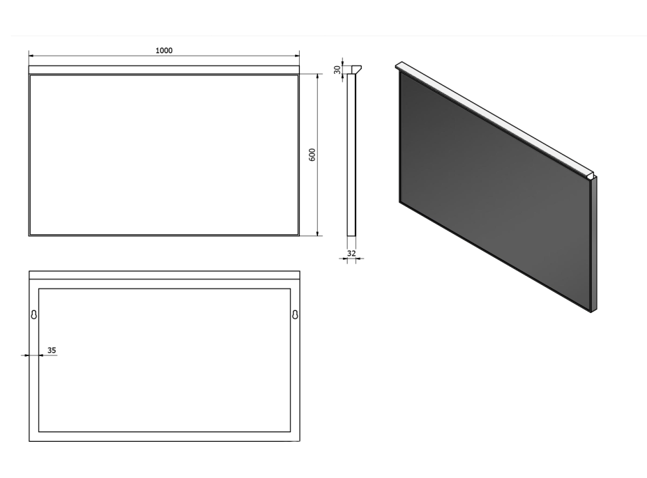 Aqualine BORA zrkadlo s LED osvetlením a vypínačom 1000x600mm, chróm AL716