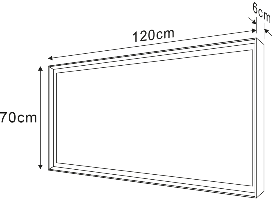 Sapho SORT zrkadlo s LED osvetlením 120x70cm, čierna mat ST120