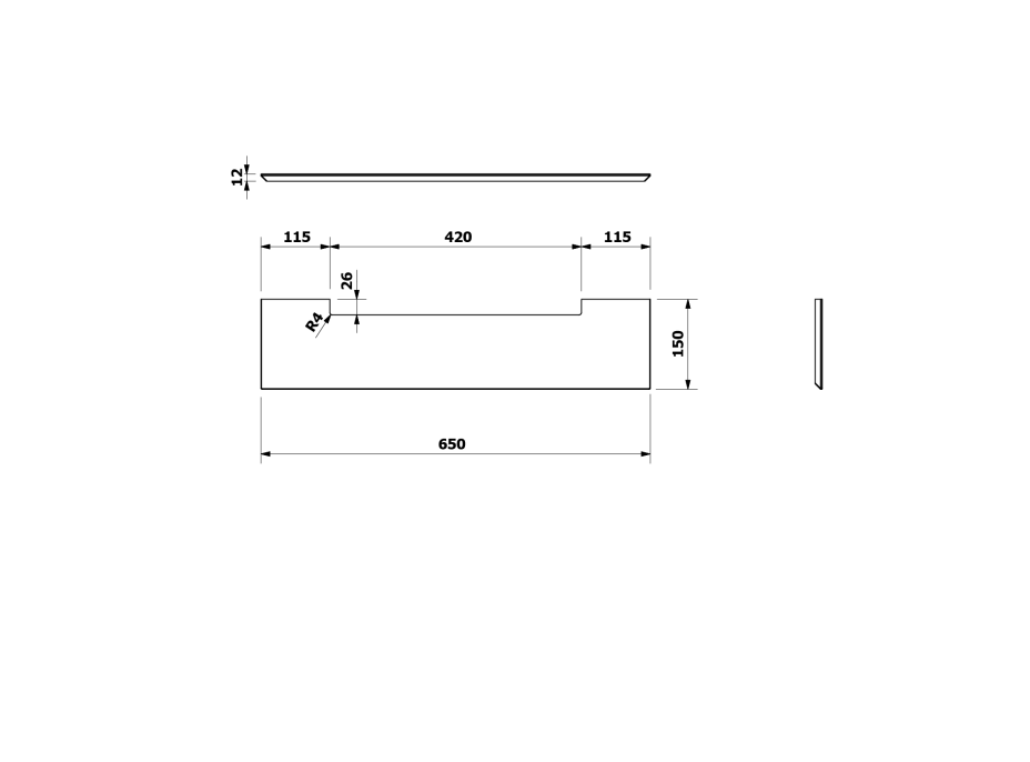 Sapho PONTE polica Rockstone 650x12x150mm, biela mat RS006