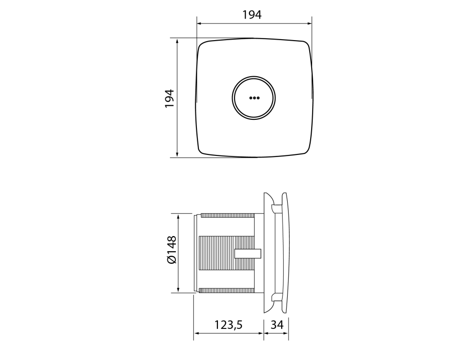 Cata X-MART 15 kúpeľňový ventilátor axiálny, 25W, potrubie 150mm, biela 01030000