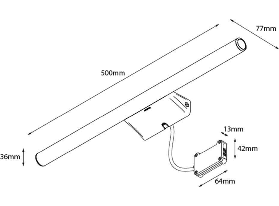 Sapho IRENE 2 LED svietidlo, 9 W, 500x35x77 mm, chróm E27556CI