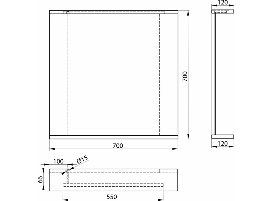 Aqualine KORIN STRIP zrkadlo s LED osvetlením 70x70x12cm KO380S