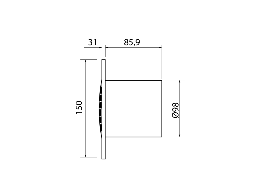 Cata B-10 PLUS kúpeľňový ventilátor, 15W, potrubie 100mm, biela 00981001