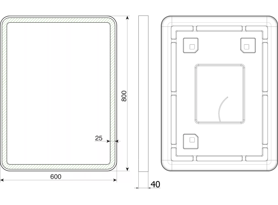 Sapho VENERO zrkadlo s LED osvetlením 60x80cm, čierna VR260