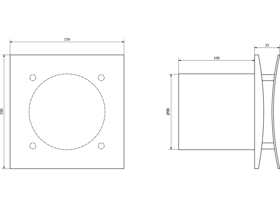 Sapho EIRA kúpeľňový ventilátor axiálny s časovačom, 15W, potrubie 100mm, biela EI102