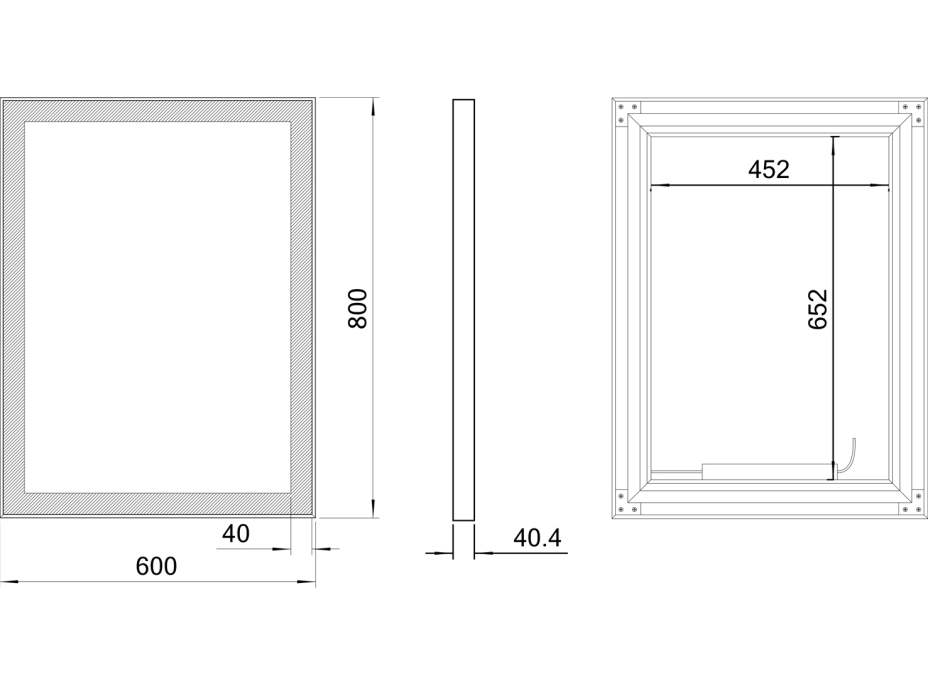 Sapho GANO zrkadlo s LED osvetlením 60x80cm, čierna LG260