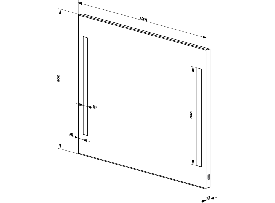 Aqualine Zrkadlo s LED osvetlením 100x80cm, kolískový vypínač ATH7