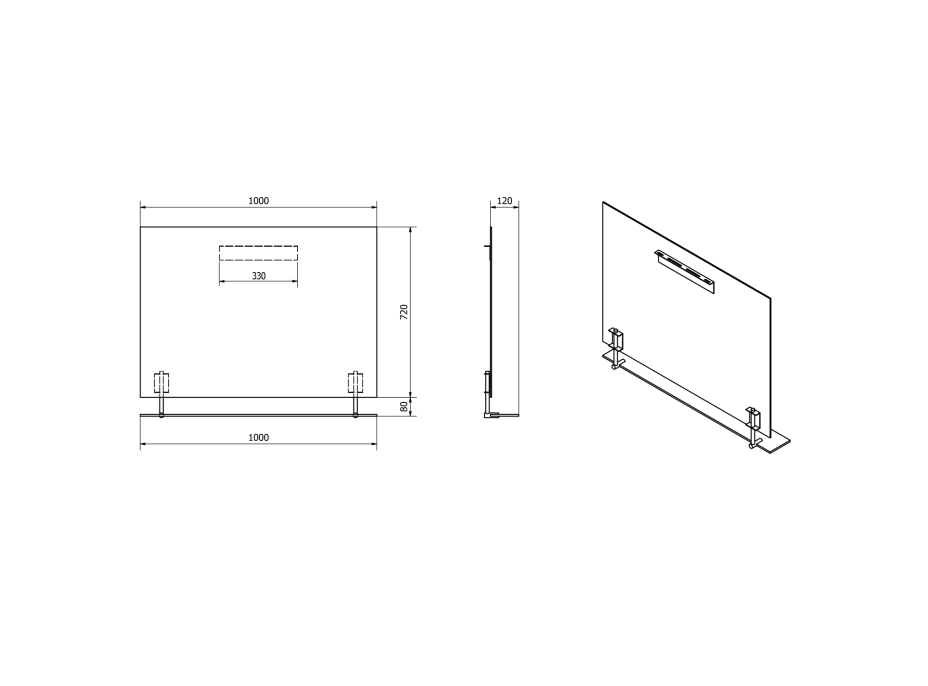 Sapho WEGA zrkadlo s policou 1000x800mm, čierna mat 60092B