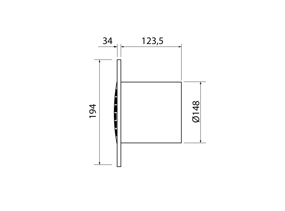 Cata B-15 PLUS kúpeľňový ventilátor, 25W, potrubie 150mm, biela 00283000