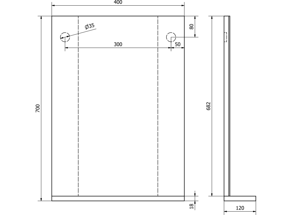 Aqualine BETA zrkadlo s policou 40x70x12cm 57395