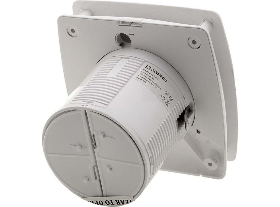 Sapho LEX kúpeľňový ventilátor axiálny s časovačom, 15W, potrubie 100mm, biela LX102