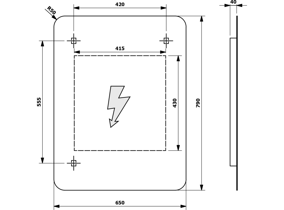 Sapho SENFINECO zrkadlo s LED osvetlením 65x79cm, 3D efekt SF115