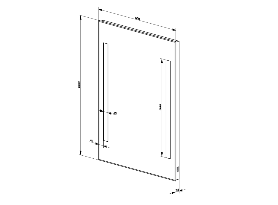 Aqualine Zrkadlo s LED osvetlením 60x80cm, kolískový vypínač ATH6