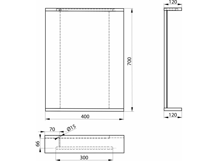 Aqualine KORIN STRIP zrkadlo s LED osvetlením 40x70x12cm KO345S