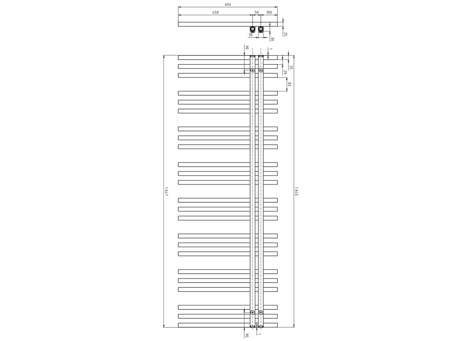 Sapho SOPHINA vykurovacie teleso 600x1647 mm, biela mat IR703W