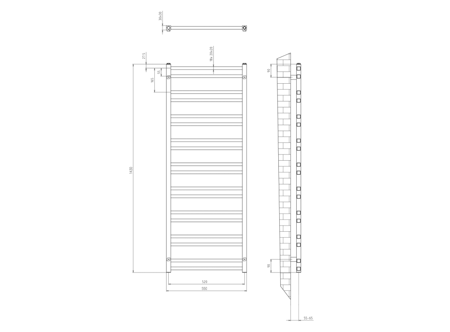 Sapho METRO DOS vykurovacie teleso 550x1430 mm, chróm IR430R