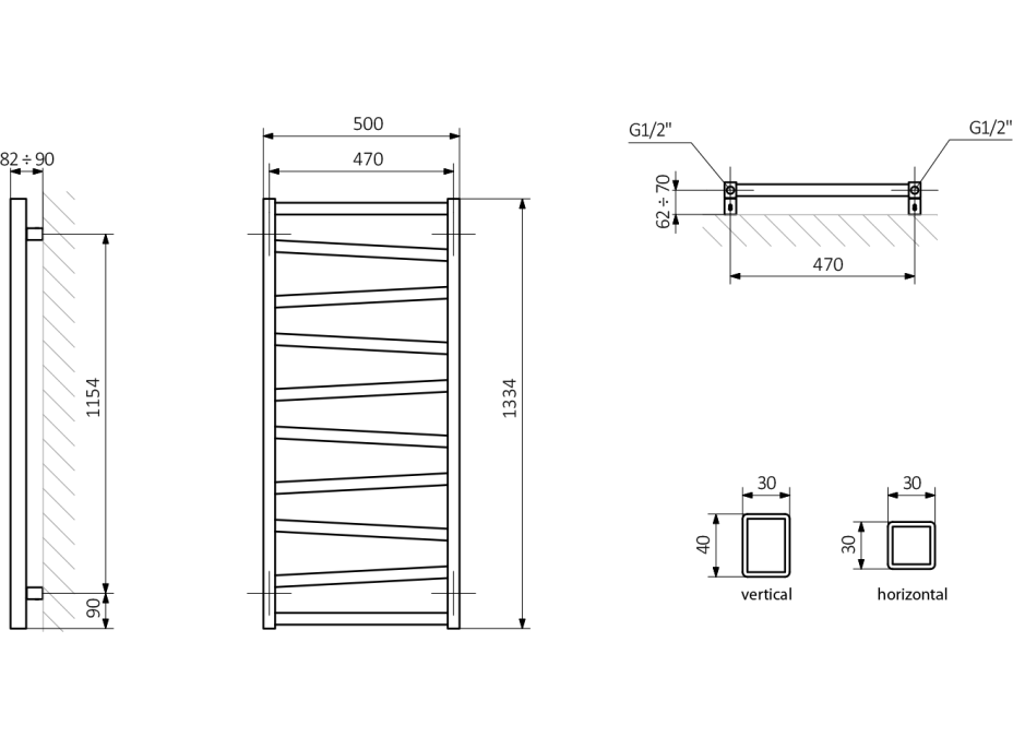 Sapho ZIG vykurovacie teleso 500x1334 mm, antracit ZG513A