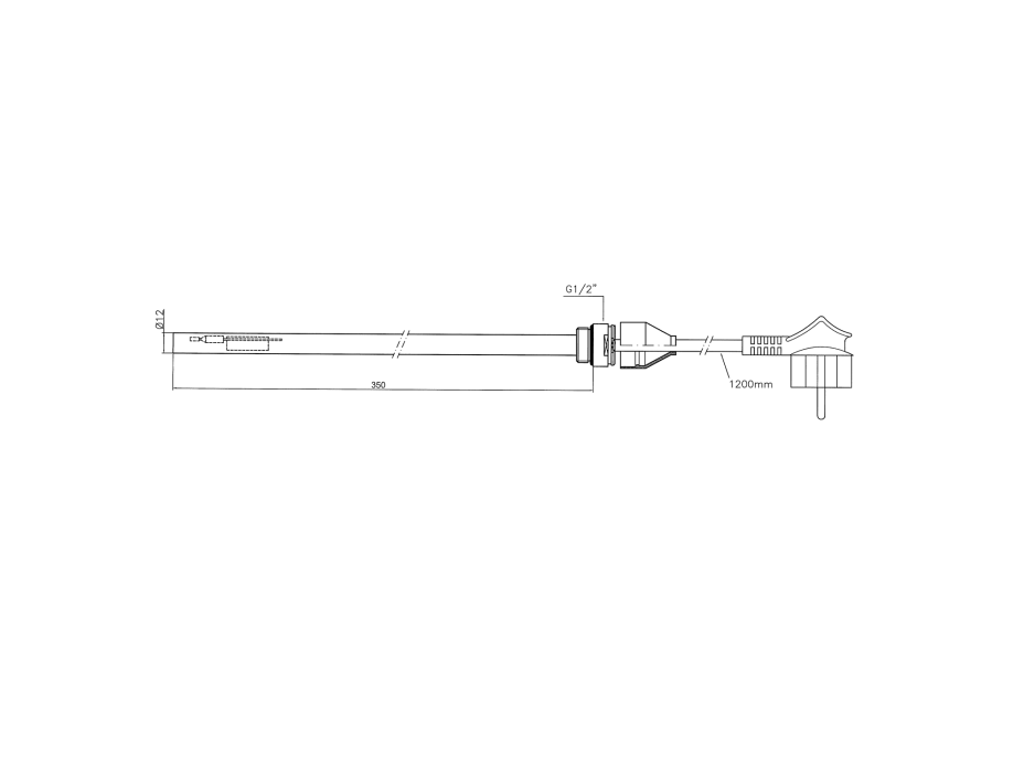 Aqualine Elektrická vykurovacia tyč bez termostatu, krútený kábel, 200 W LT90200K