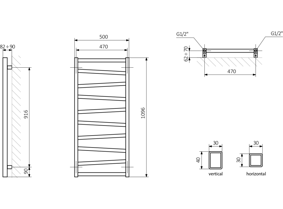 Sapho ZIG vykurovacie teleso 500x1096 mm, biela ZG511