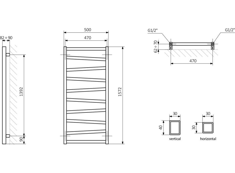 Sapho ZIG vykurovacie teleso 500x1572 mm, biela ZG516