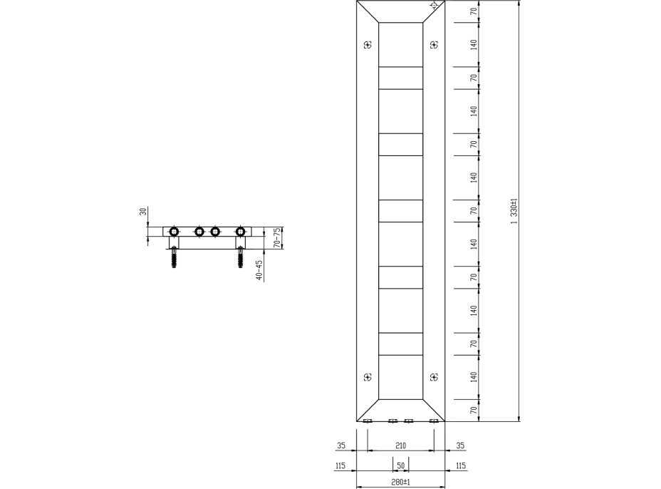 Sapho BLOCK vykurovacie teleso 280x1330 mm, biela mat IR183