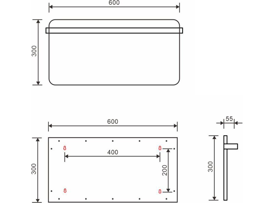 Sapho ELMIS elektrický sušiak uterákov 600x300 mm, 90 W, hliník, biela mat EB620