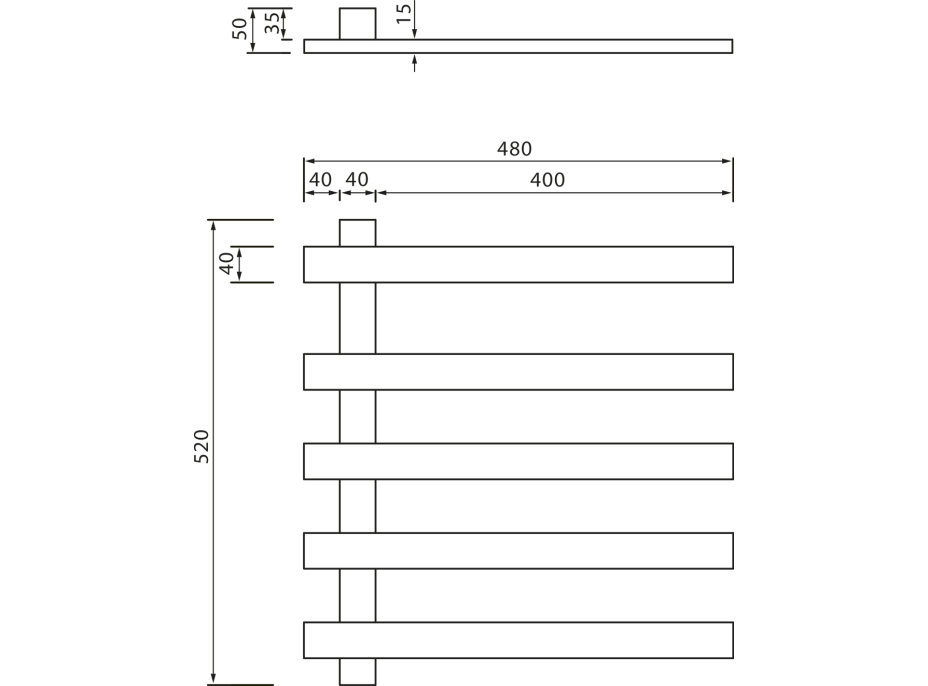 Sapho ELCOR elektrický sušiak uterákov 480x520x50 mm, 63 W, čierna mat EB530