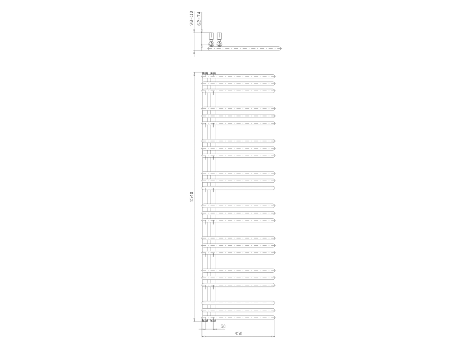 Aqualine POSEIDON vykurovacie teleso 450x1540mm, biela PS415